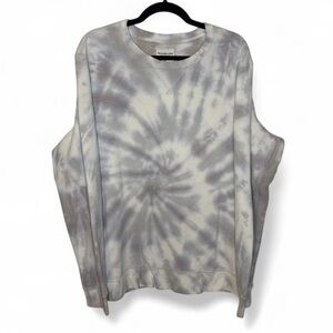 Abercrombie & Fitch XL Tie Dye Crewneck Sweatshirt Gray White Fleece